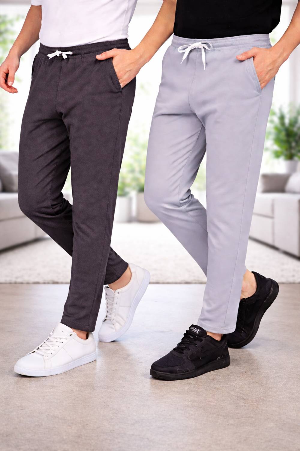 Aphe Fashion Solid Men Grey, Brown Track Pants