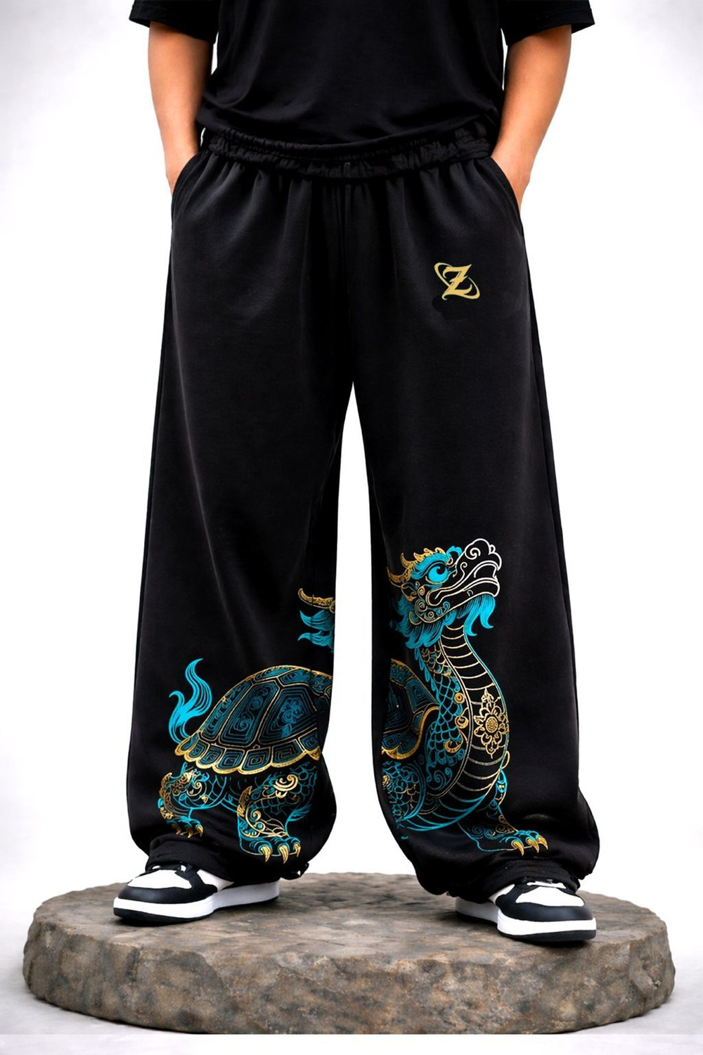 Image of ZEN1FASHION Printed Men Black Track Pants