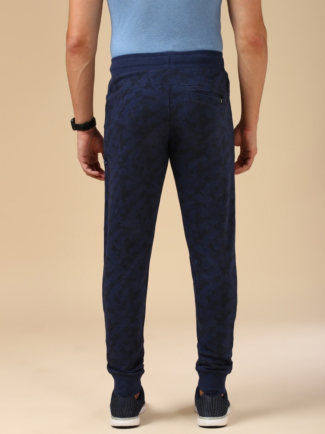 Image of VAN HEUSEN Printed Men Blue Track Pants