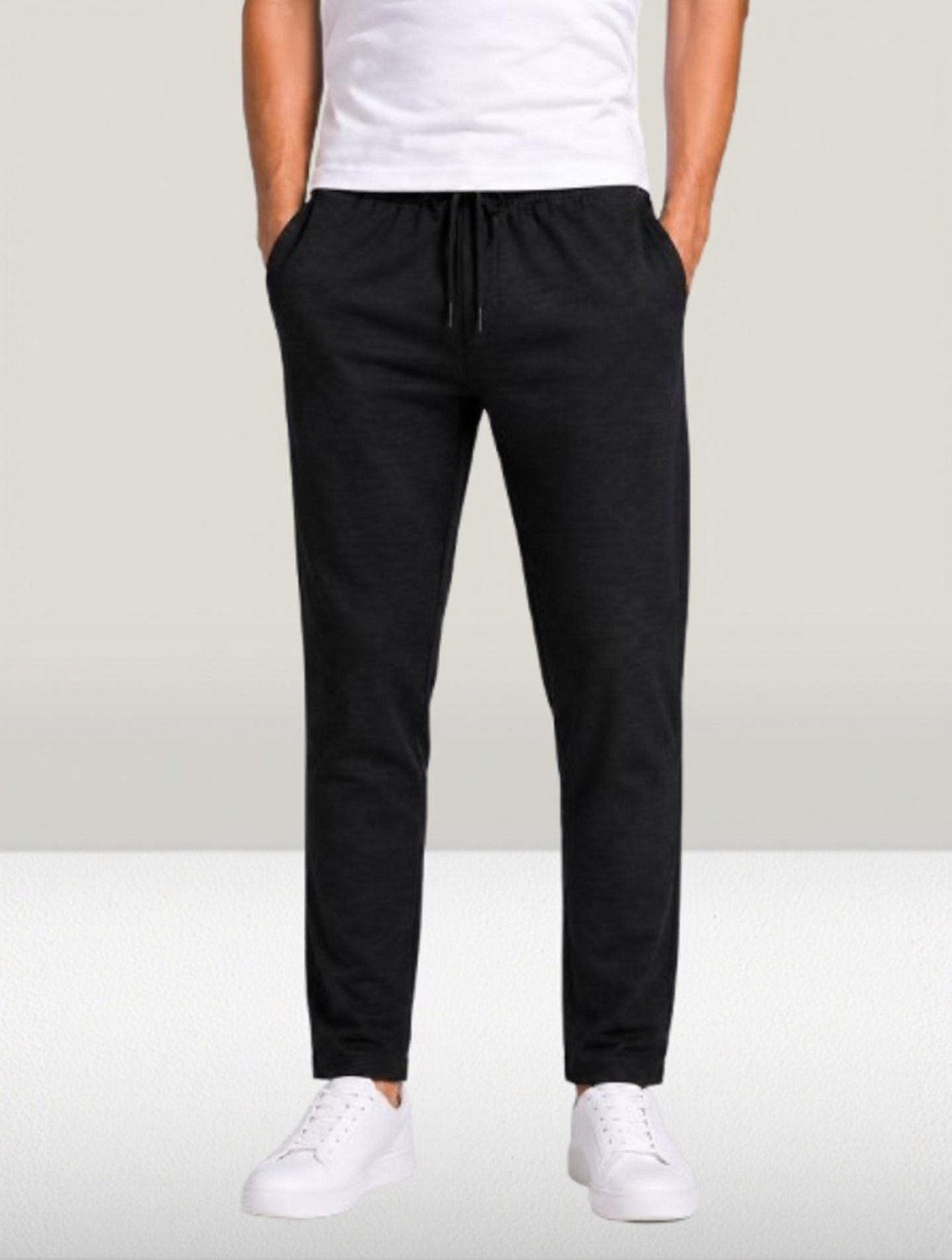 Image of HouseOfCommon Men Solid Black Track Pants