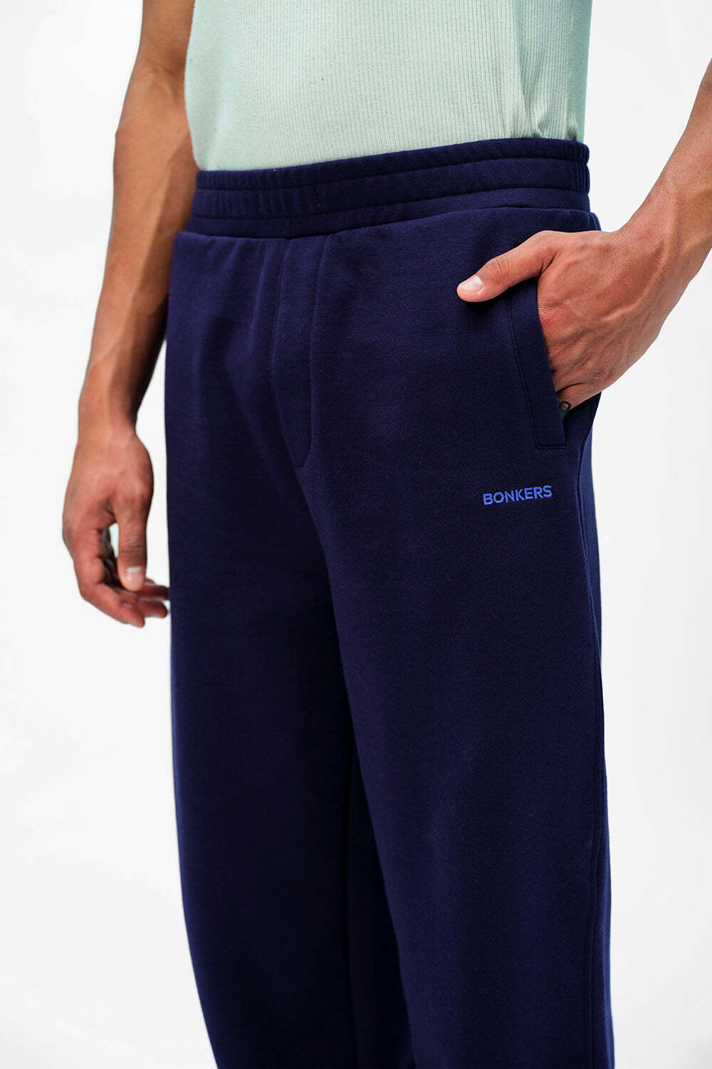 Image of Bonkers Corner Solid Men Blue Track Pants () Solid Men Blue Track Pants