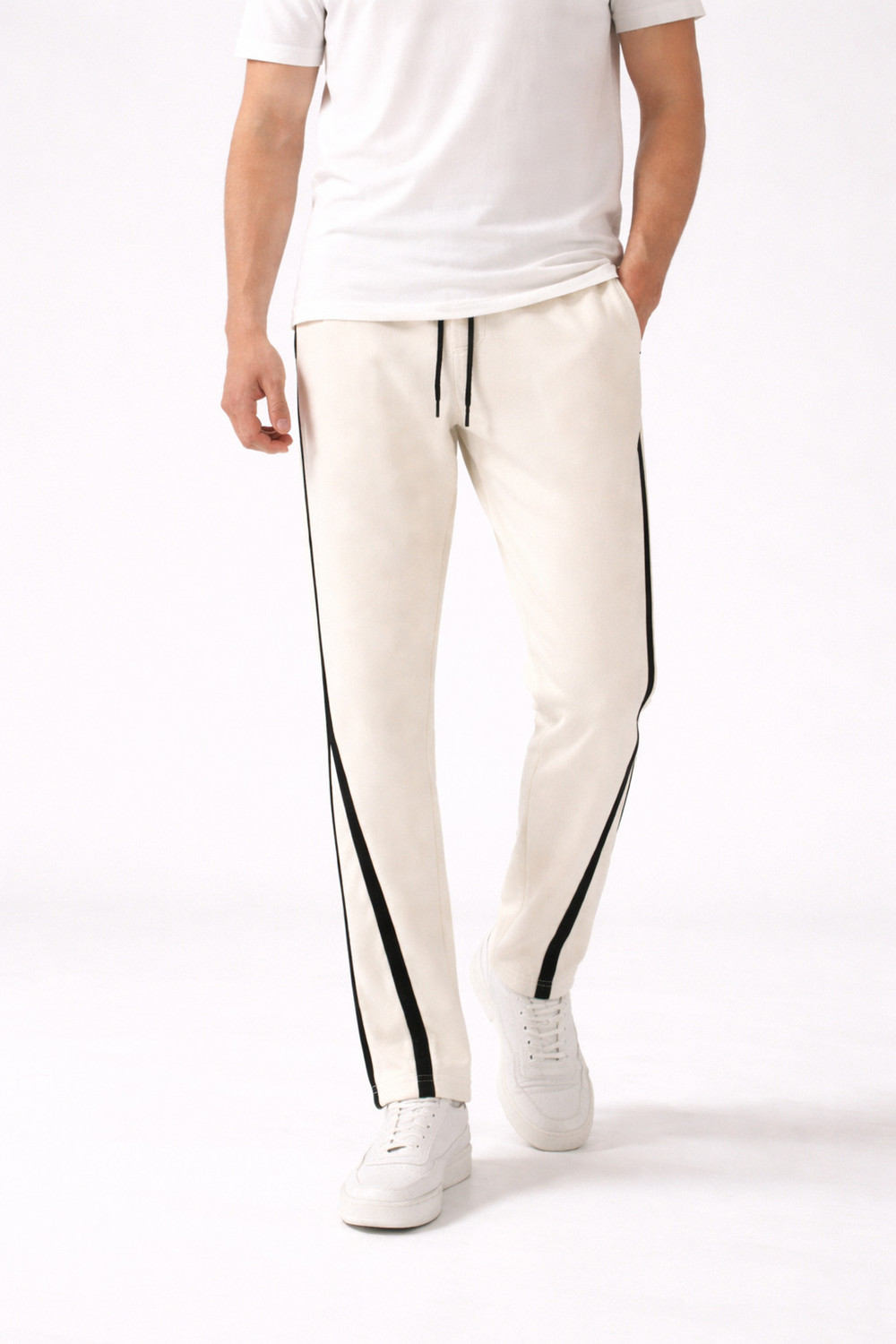 Image of Paralians Striped Men Beige Track Pants