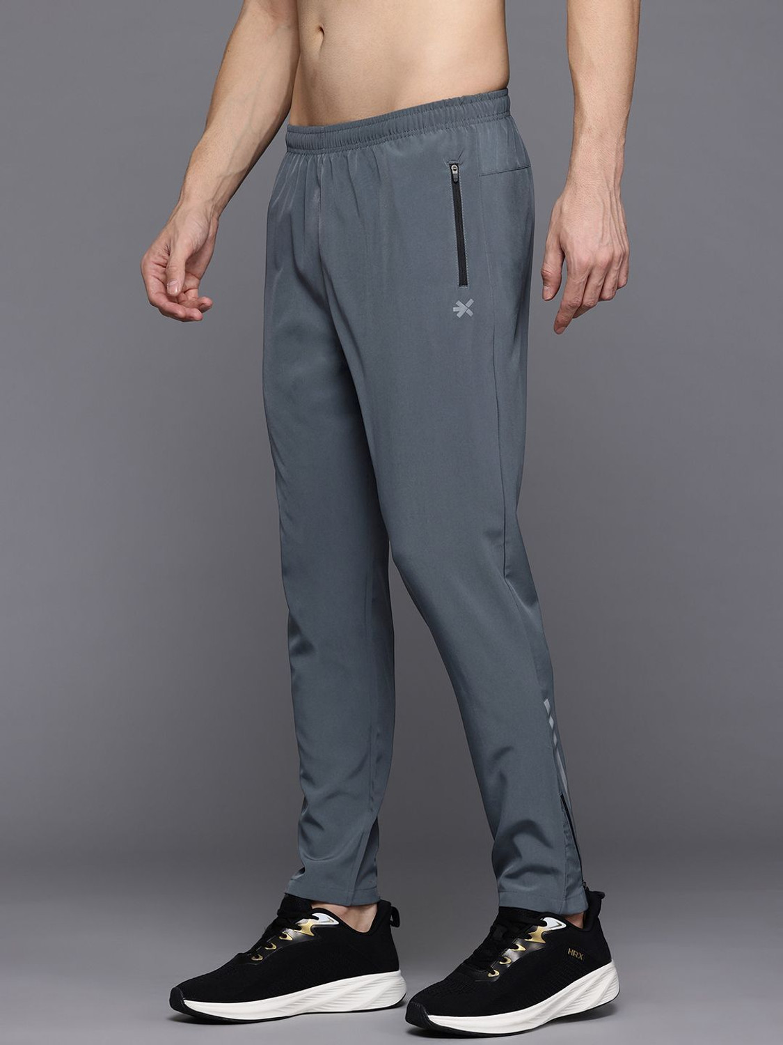 Image of HRX by Hrithik Roshan Solid Men Grey Track Pants