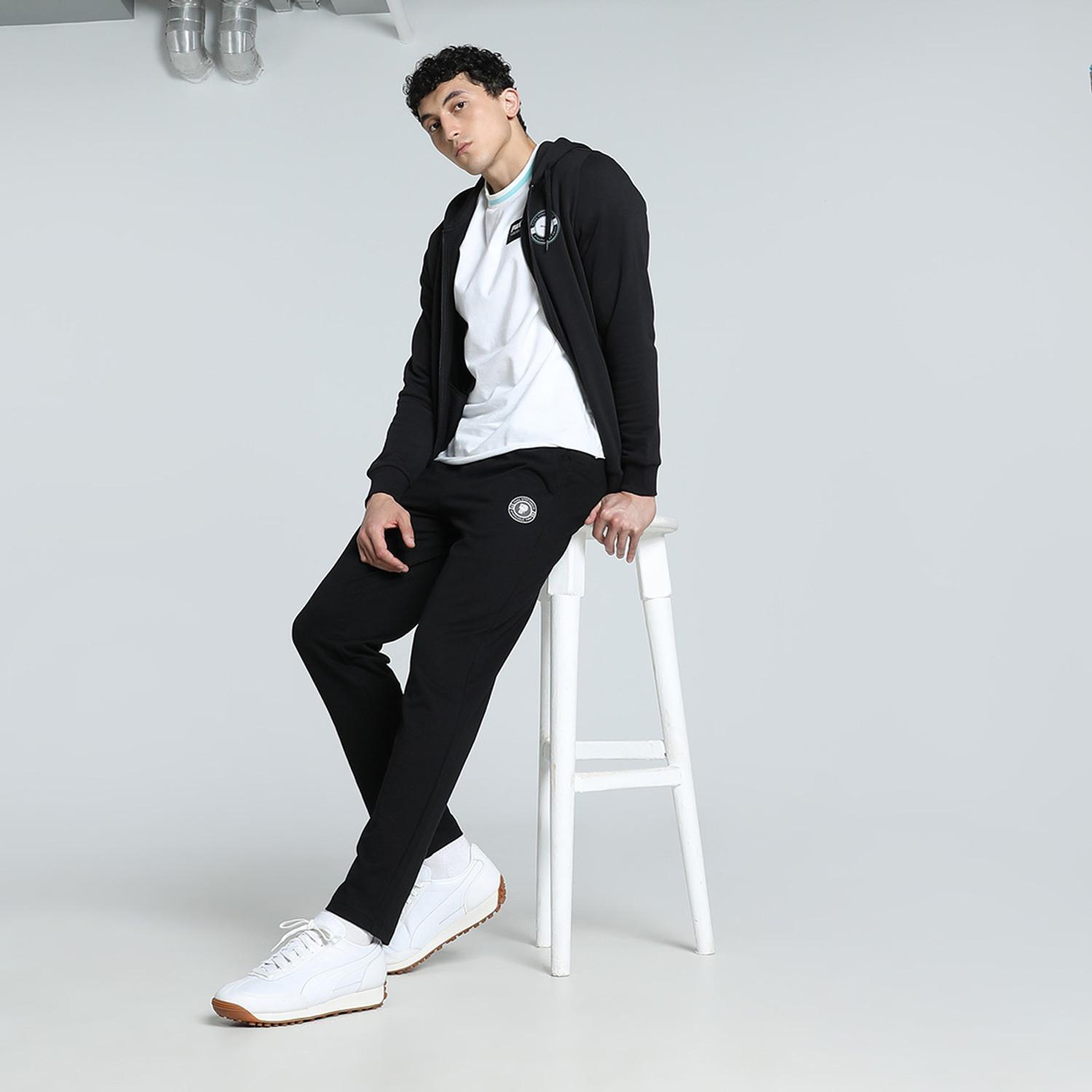 Image of PUMA Solid Men Black Track Pants