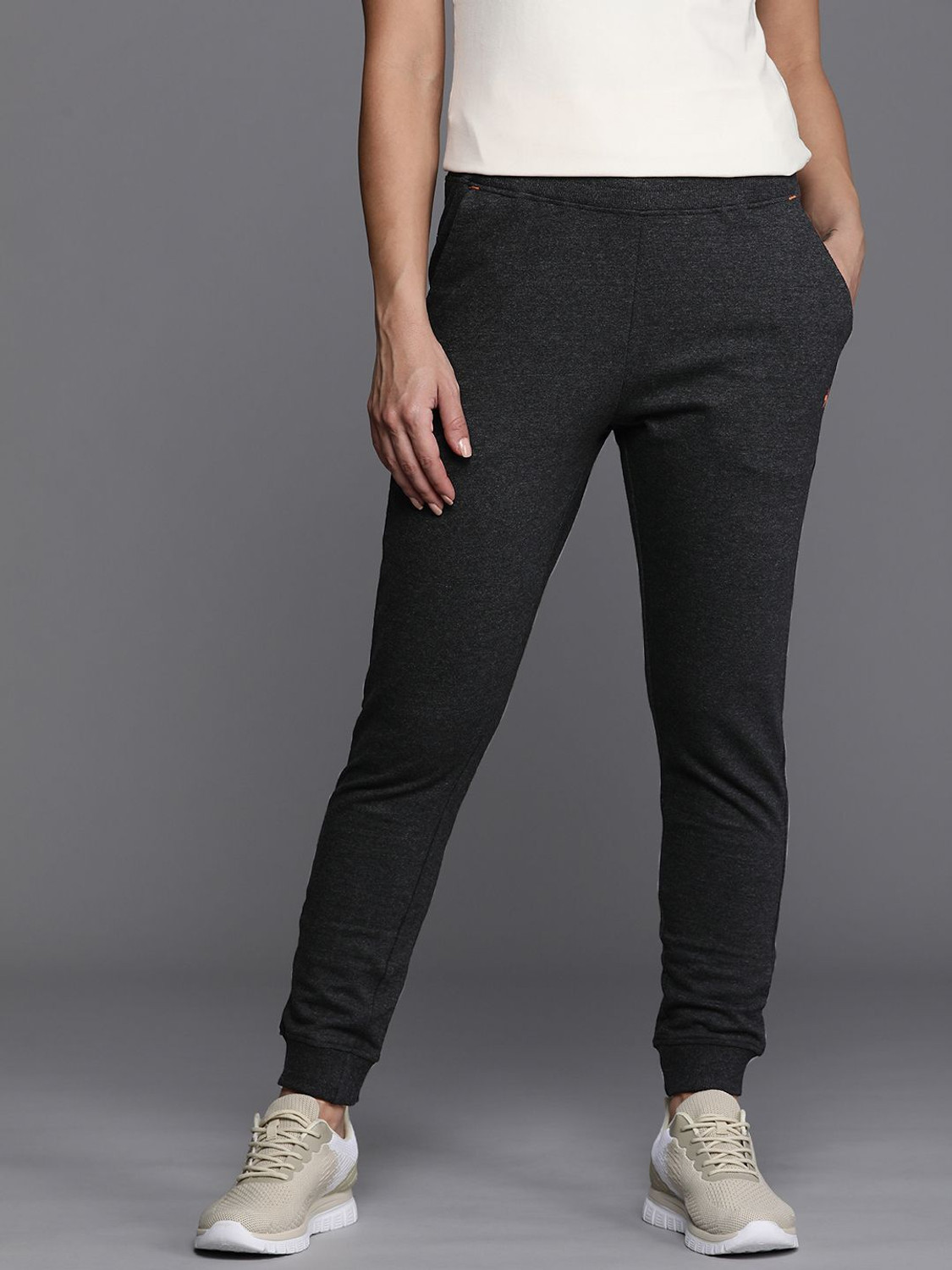 Image of HRX by Hrithik Roshan Printed Women Grey, Black Track Pants