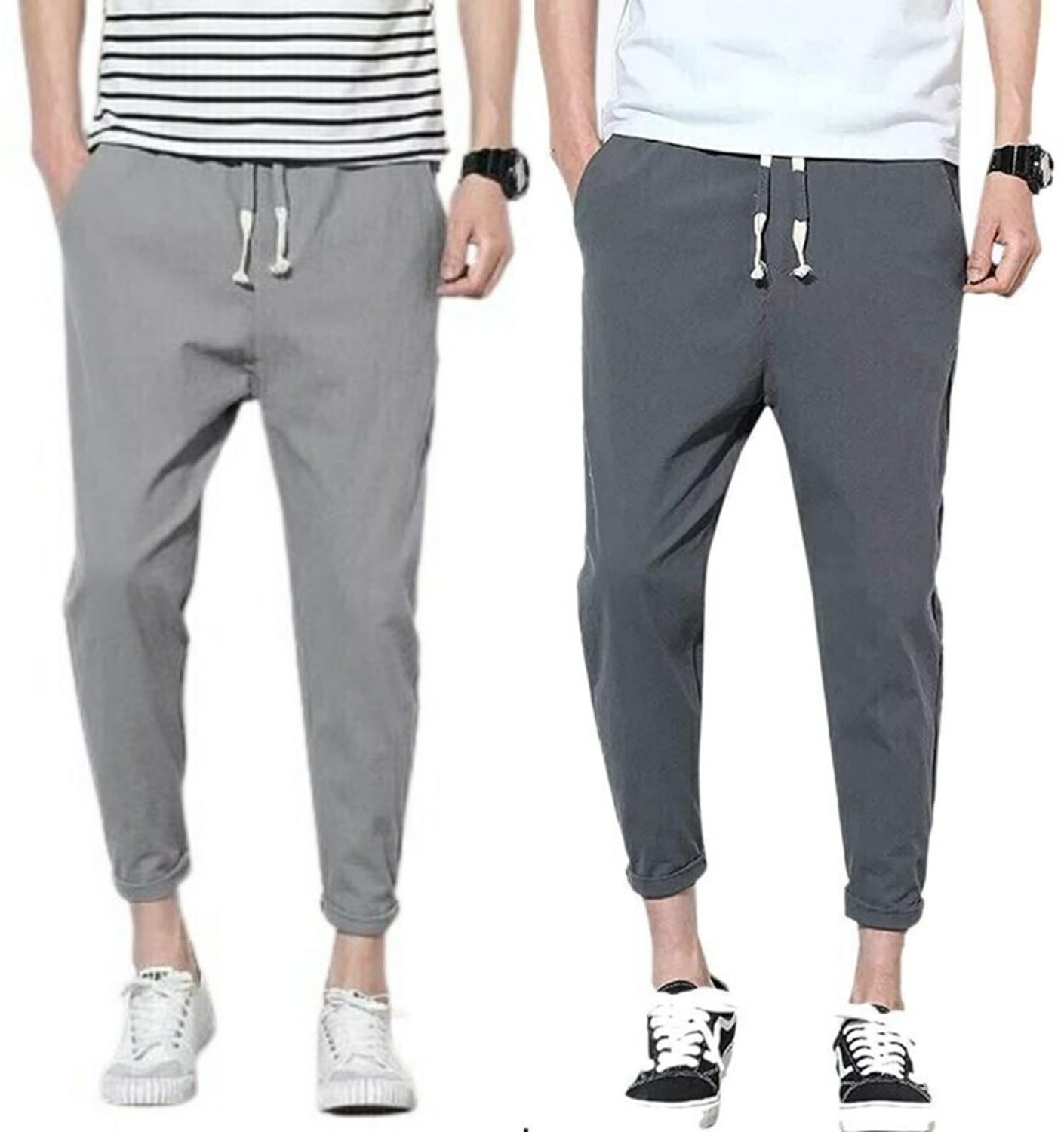 Image of ROSHNI Solid Men Grey Track Pants