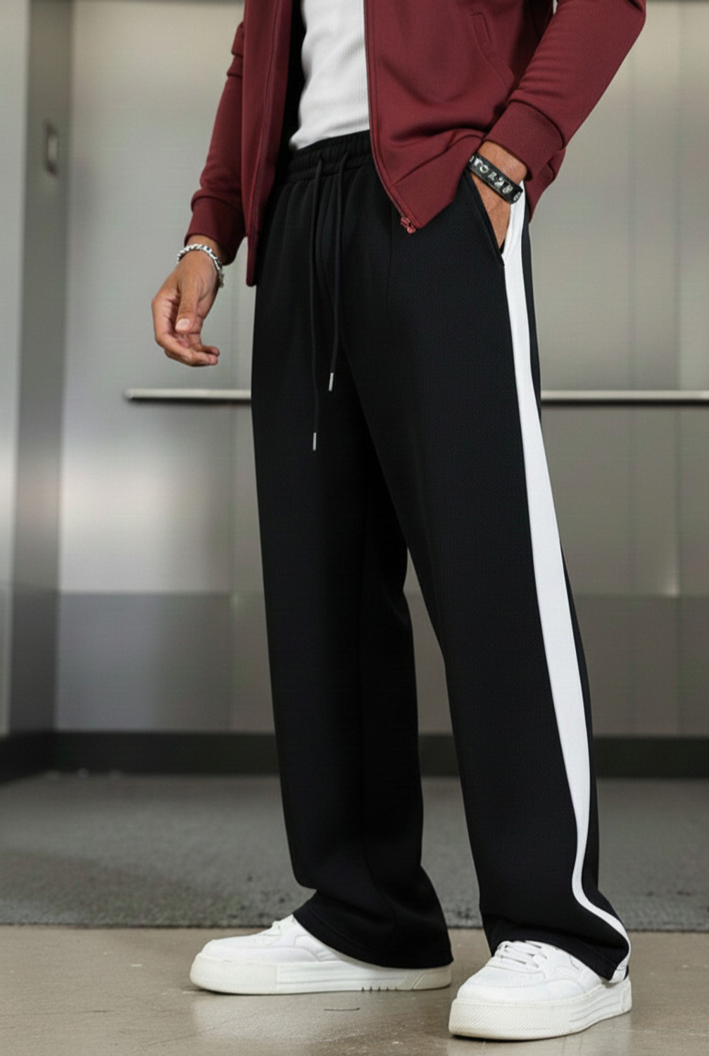 Image of Dockstreet Loose Fit Men Multicolor Trousers