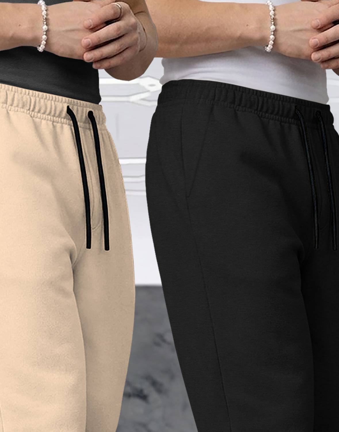 TRIPR Men Beige, Black Track Pants Pack of 2 - Image 4