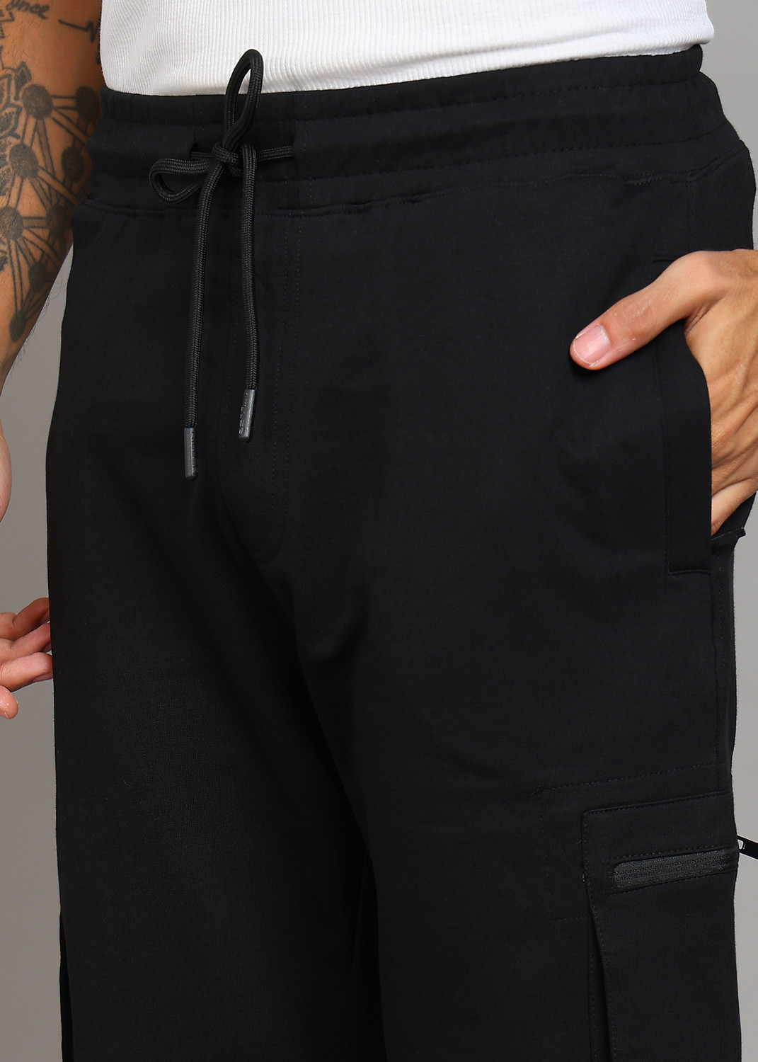 Image of KILLER Solid Men Black Track Pants