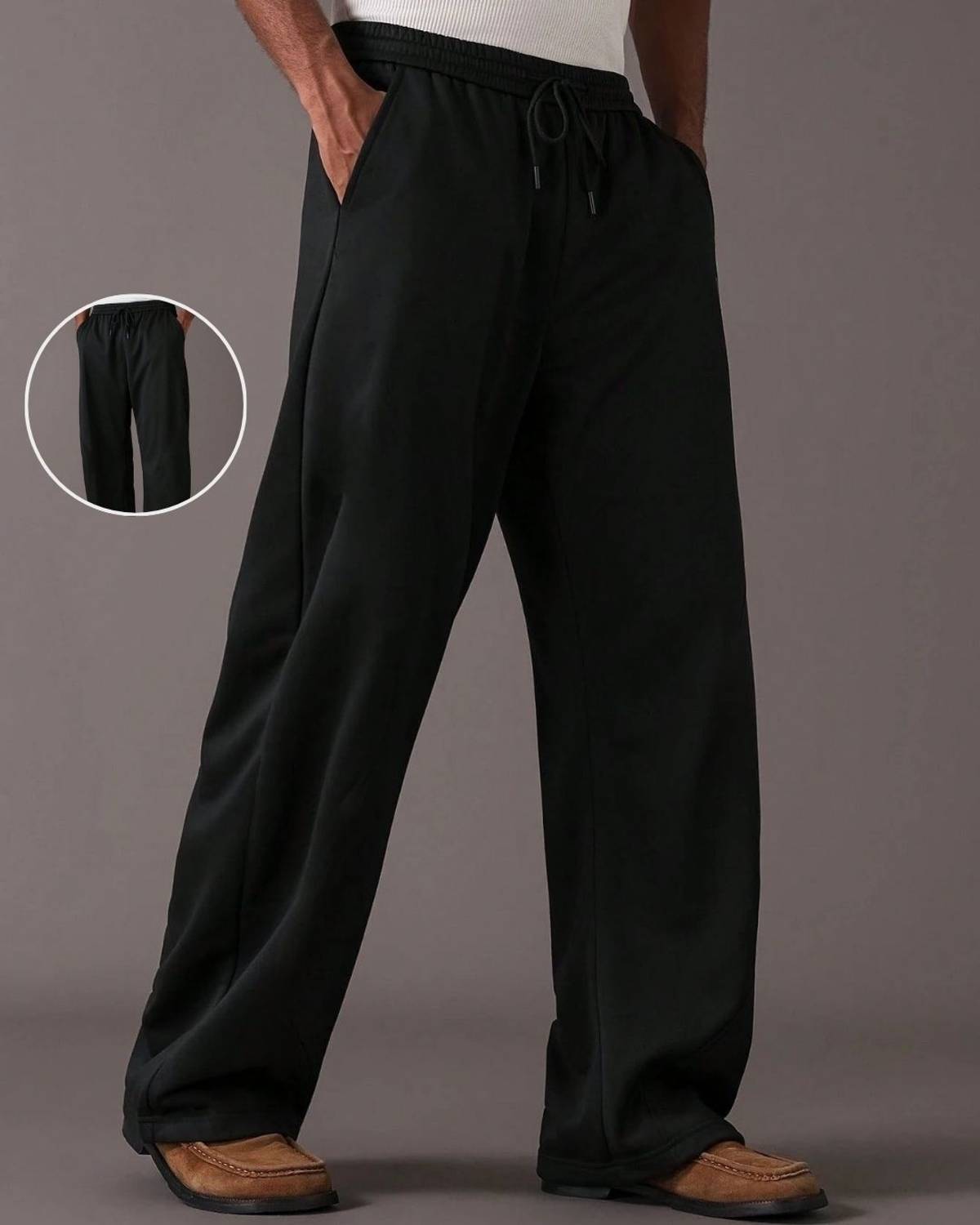 Cloth N Code Solid Men Black Track Pants - Image 2