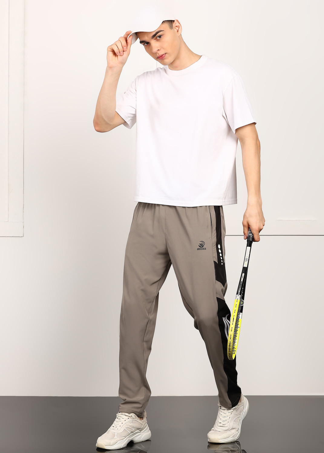 Image of GNOCKFACE Printed, Self Design Men Brown Track Pants