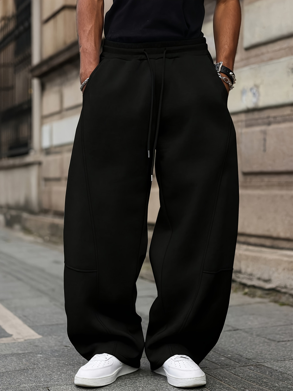 Image of Dockstreet Solid Men Black Track Pants