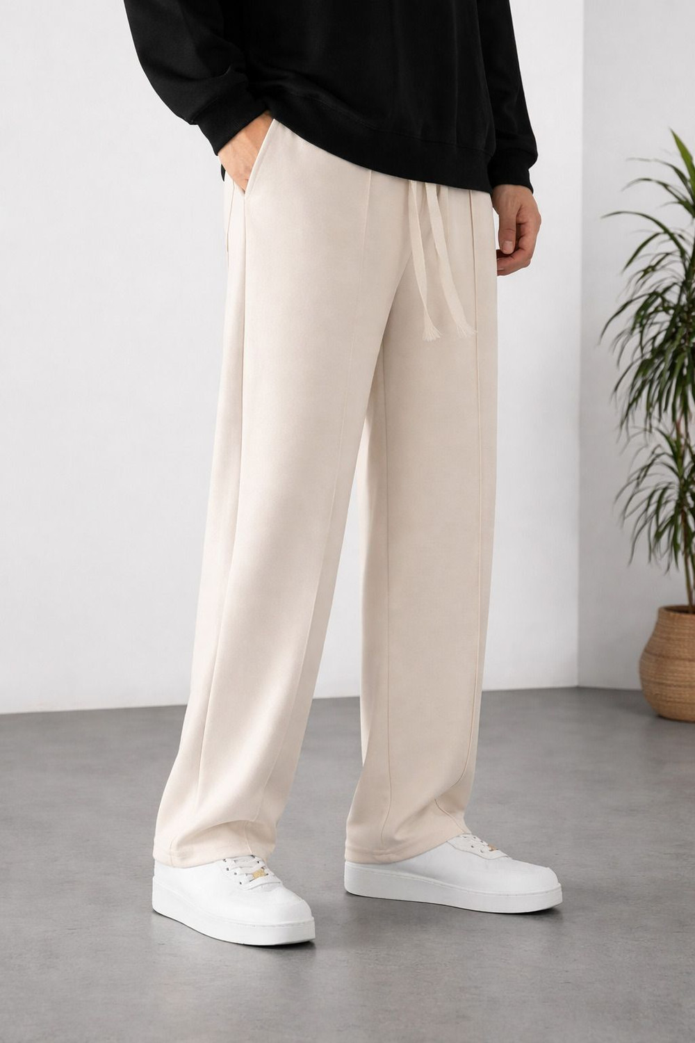 Image of Paralians Solid Men Beige Track Pants