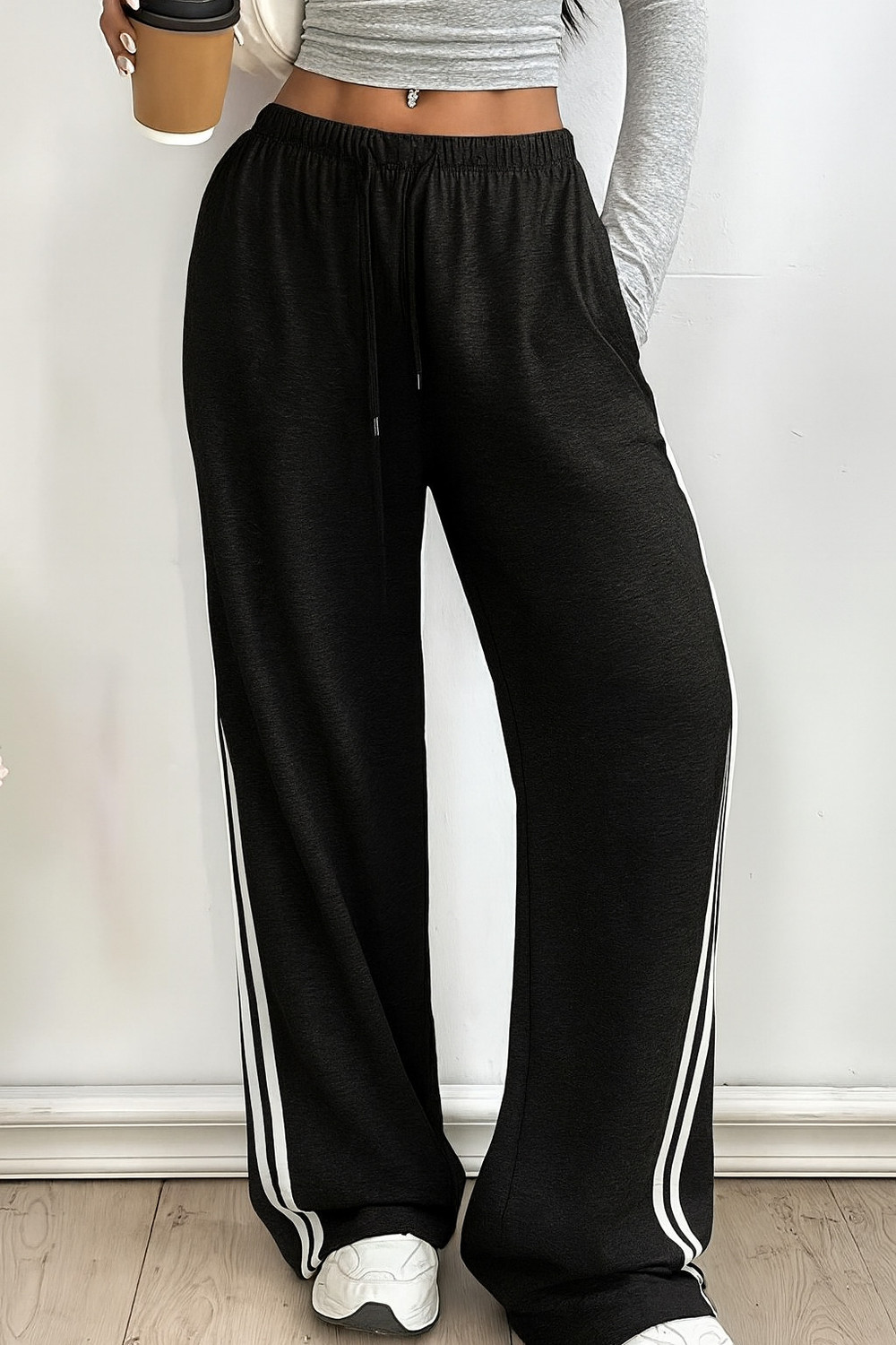 Image of Dockstreet Striped Men Black Track Pants