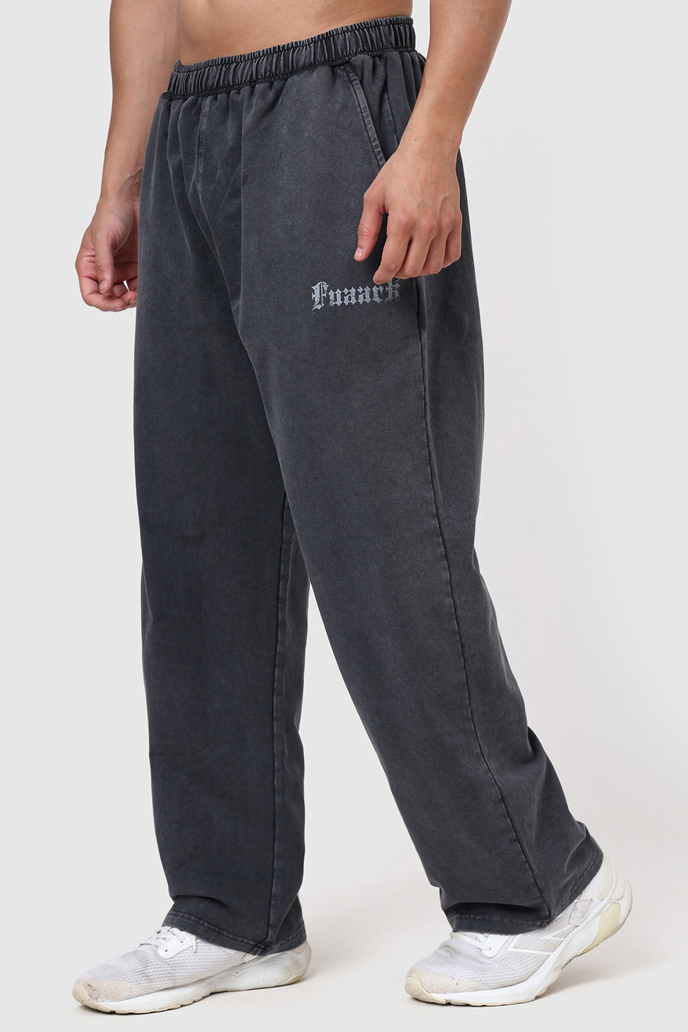 Image of FuaarK Solid Men Grey Track Pants