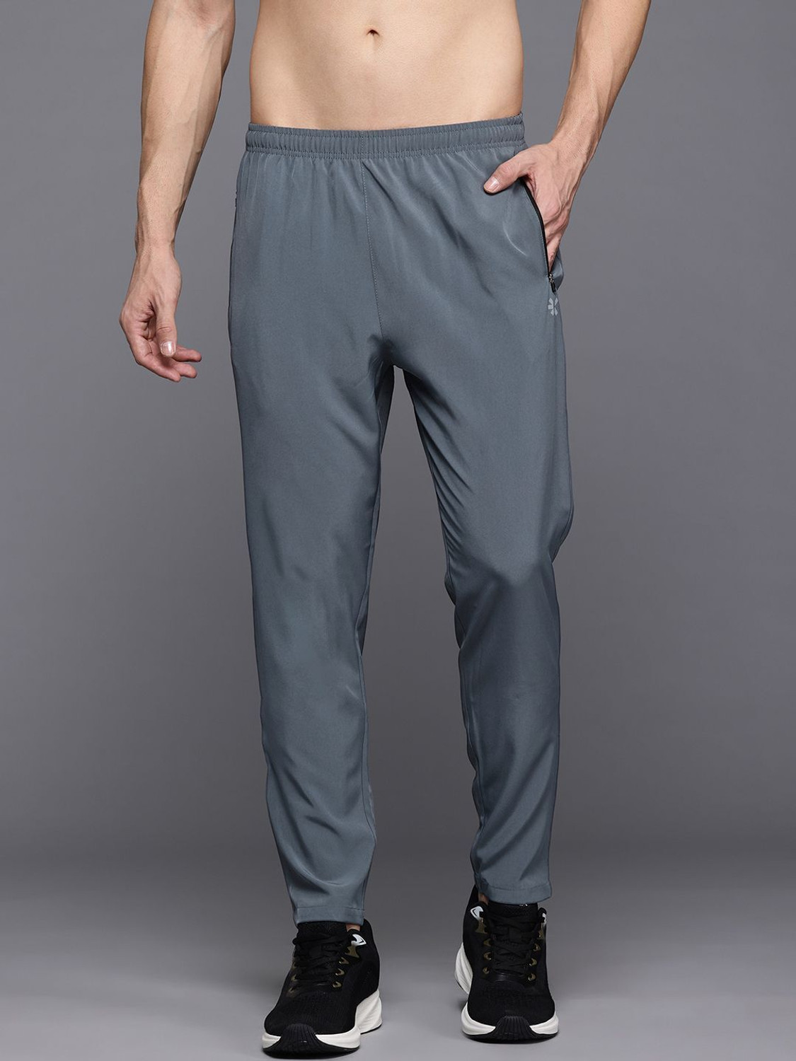 Image of HRX by Hrithik Roshan Solid Men Grey Track Pants