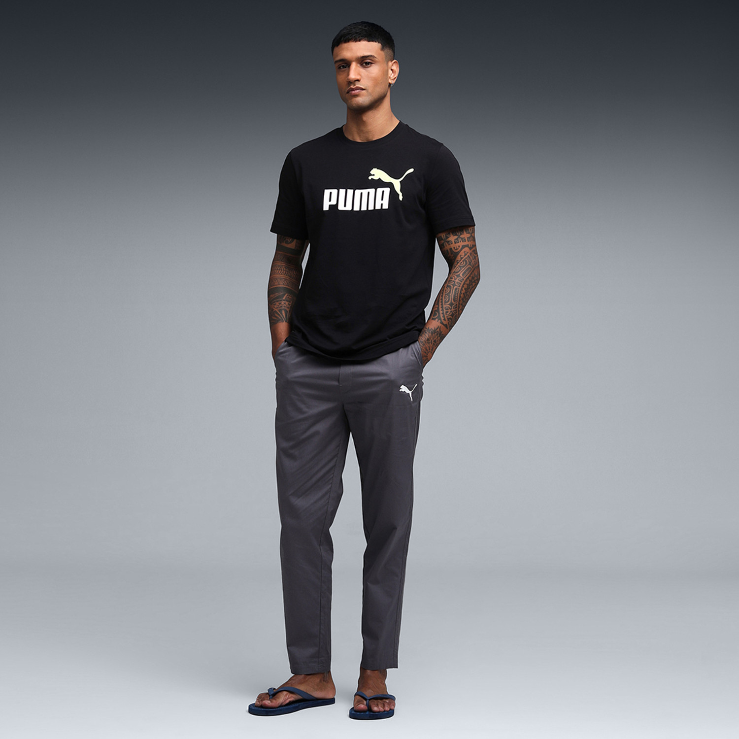 Image of PUMA Solid Men Grey Track Pants