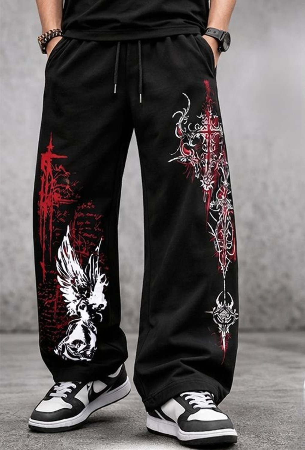 Image of ZEN1FASHION Printed Men Black Track Pants