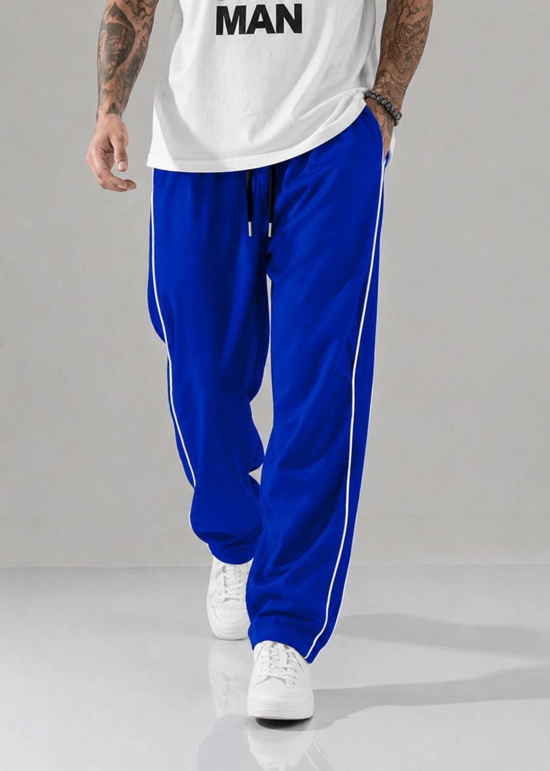 MODESHIFT Striped Blue Track Pants - Image 4