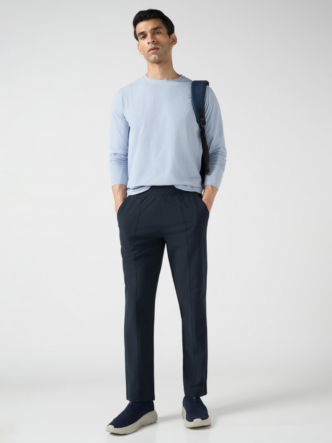 Image of TECHNOSPORT Solid Men Dark Blue Track Pants