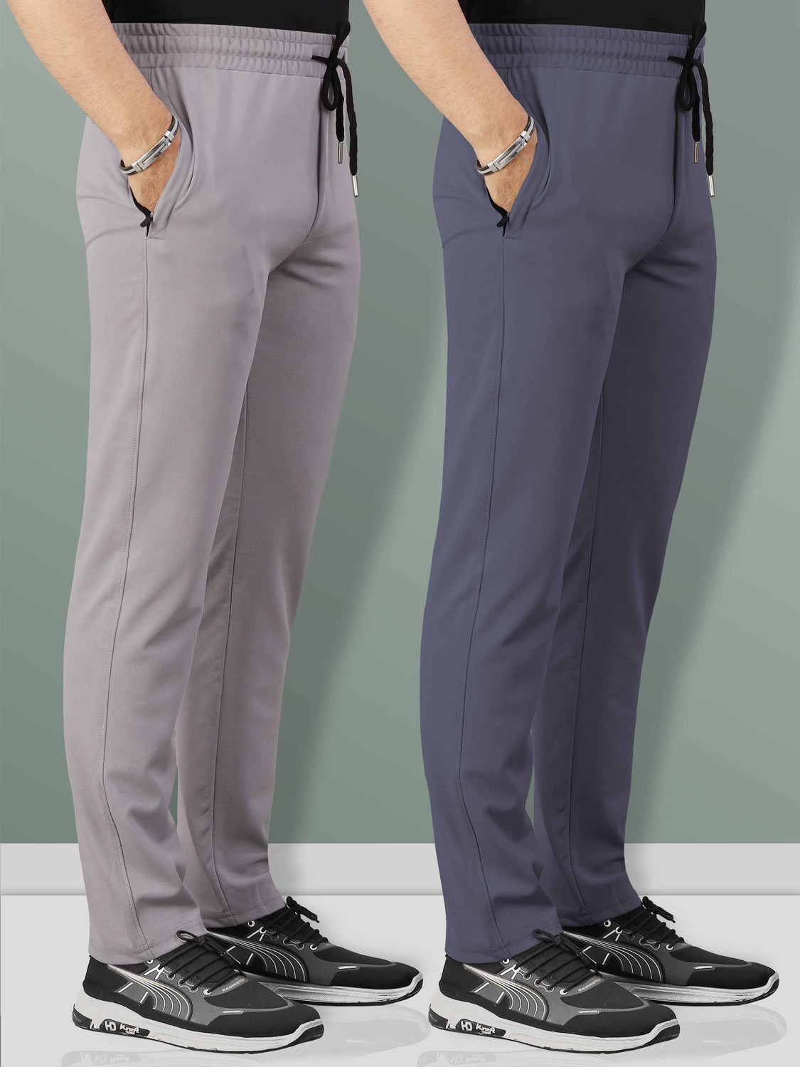 Image of VeBNoR Solid Men Grey Track Pants