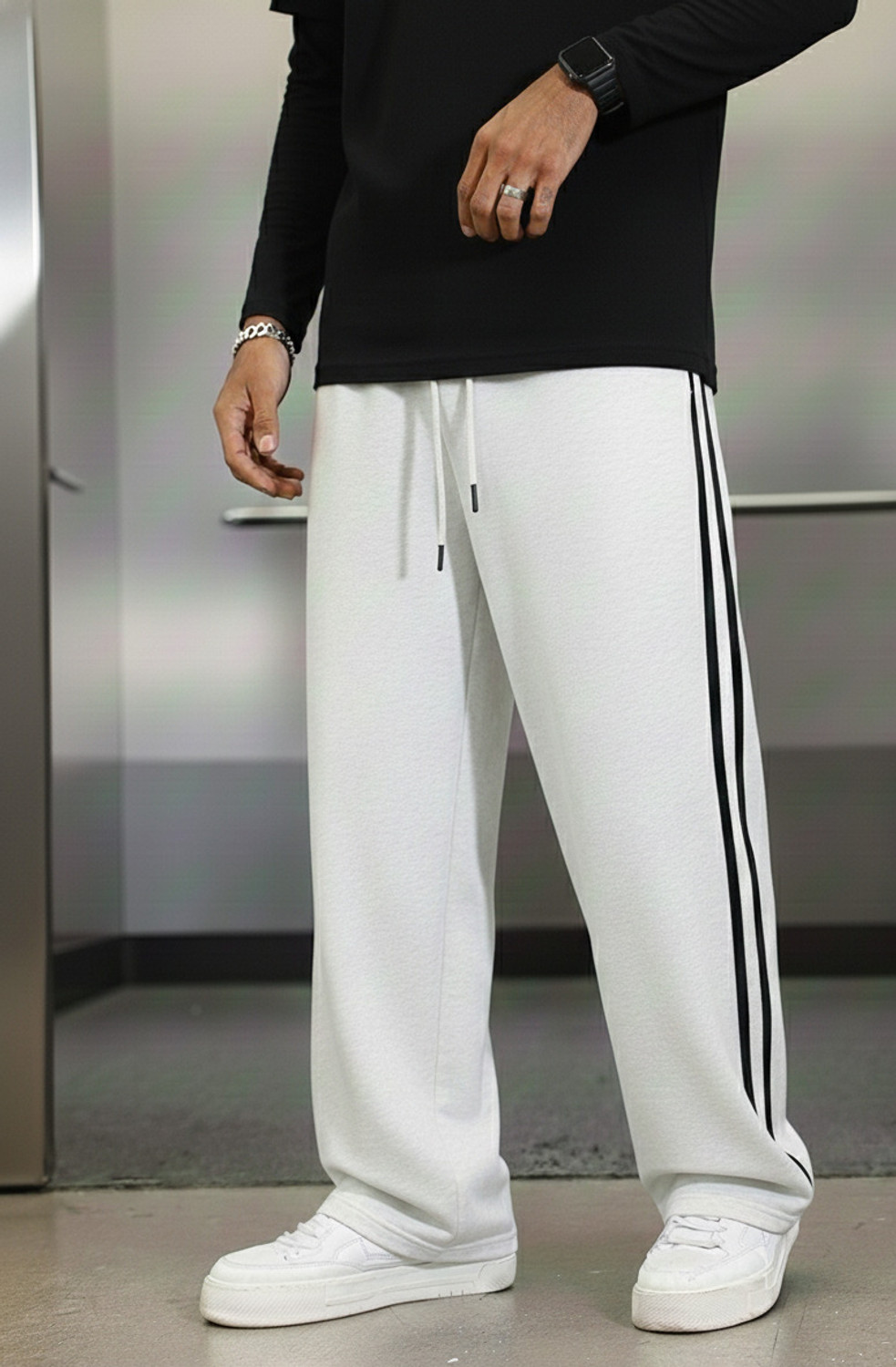 Image of Dockstreet Loose Fit Men Multicolor Trousers
