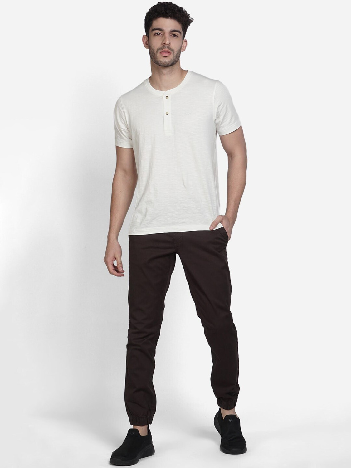 Image of Wildcraft Solid Men Brown Track Pants