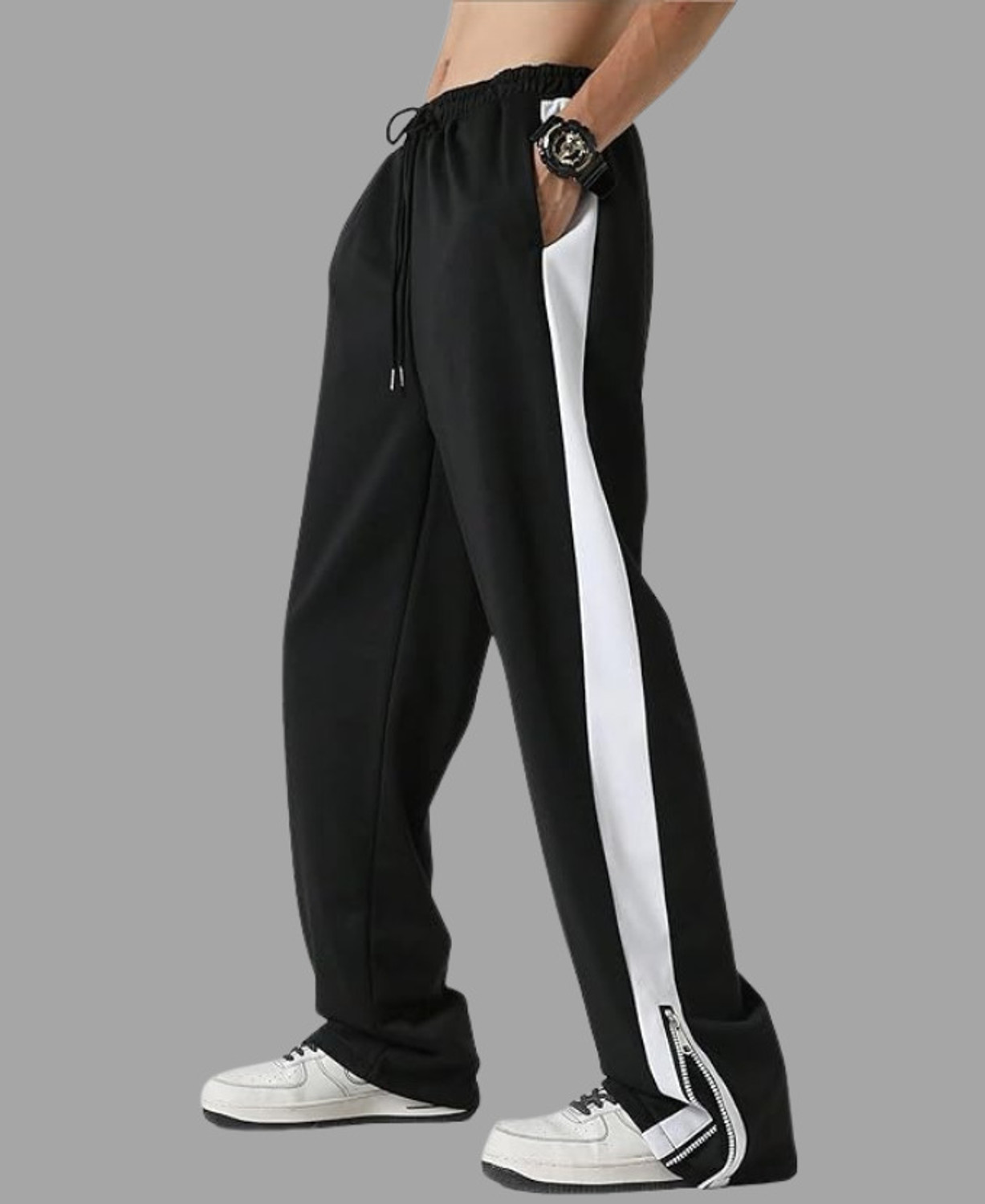 Image of ALPTRA Solid Men Black Track Pants