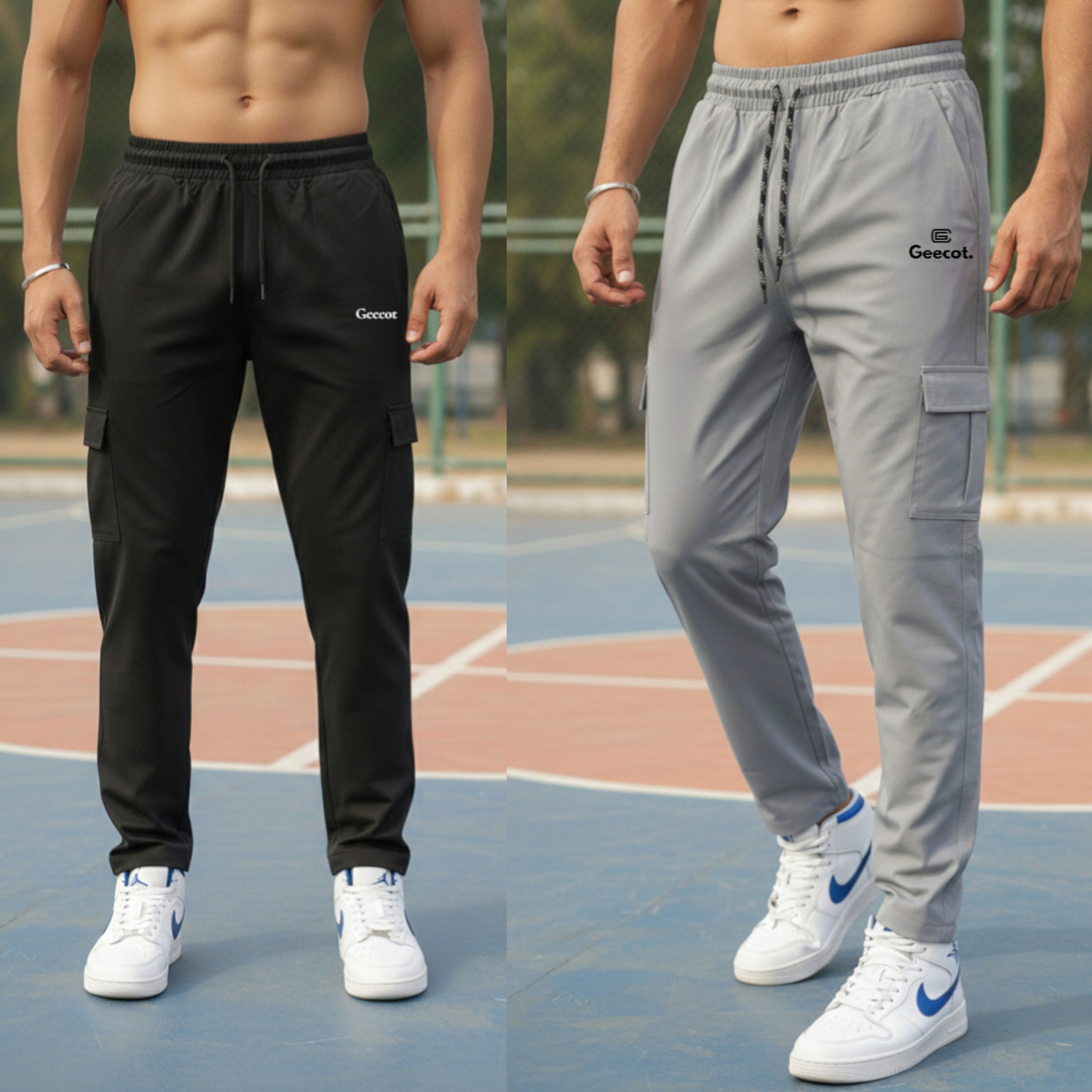 Image of GEECOT Solid Men Black, Grey Track Pants