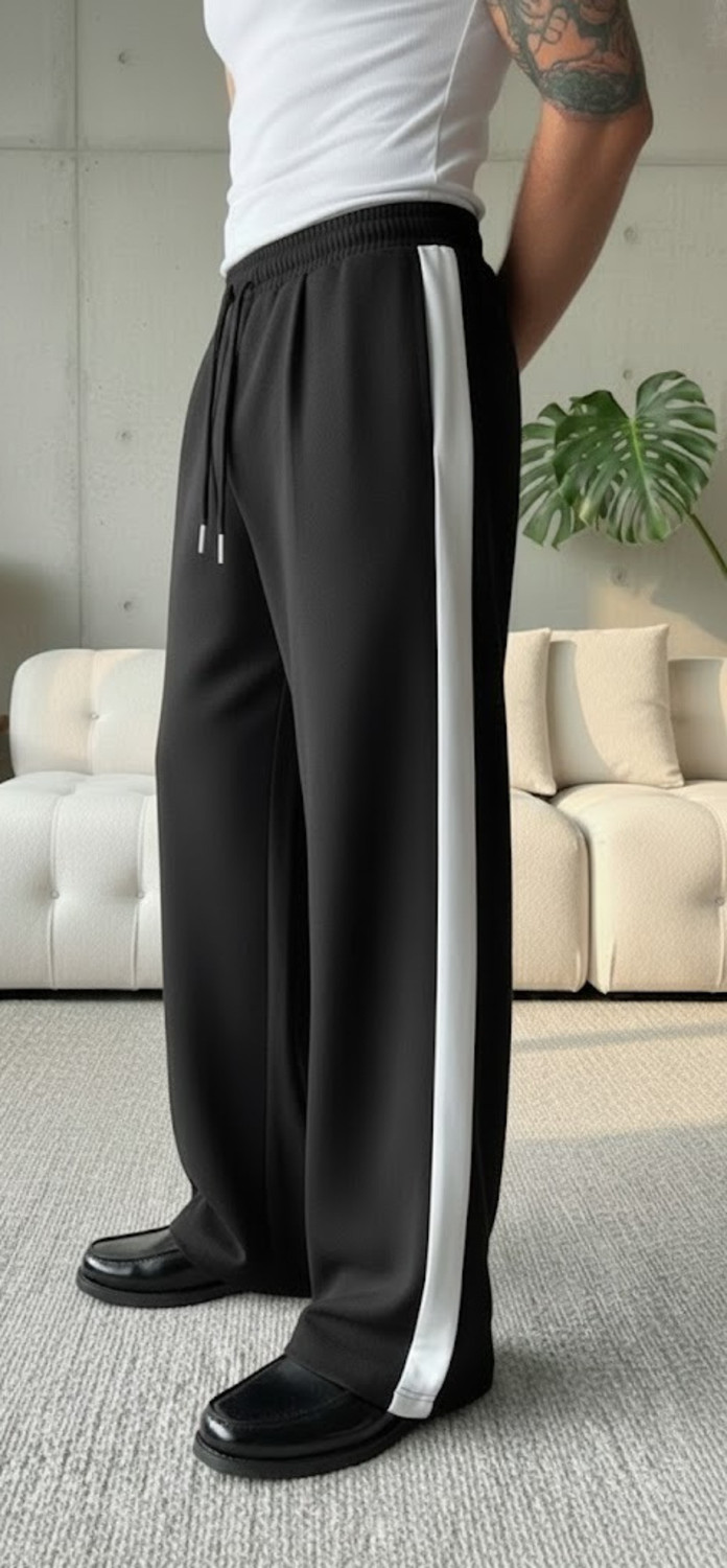Image of Dockstreet Solid Men Black Track Pants