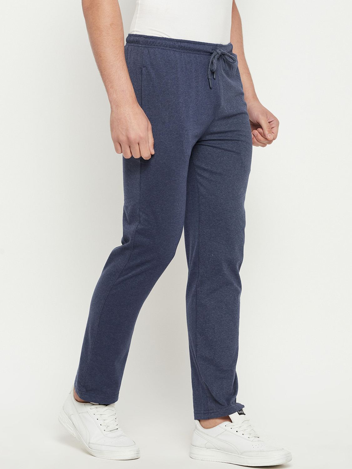 Image of DUKE Solid Men Blue Track Pants