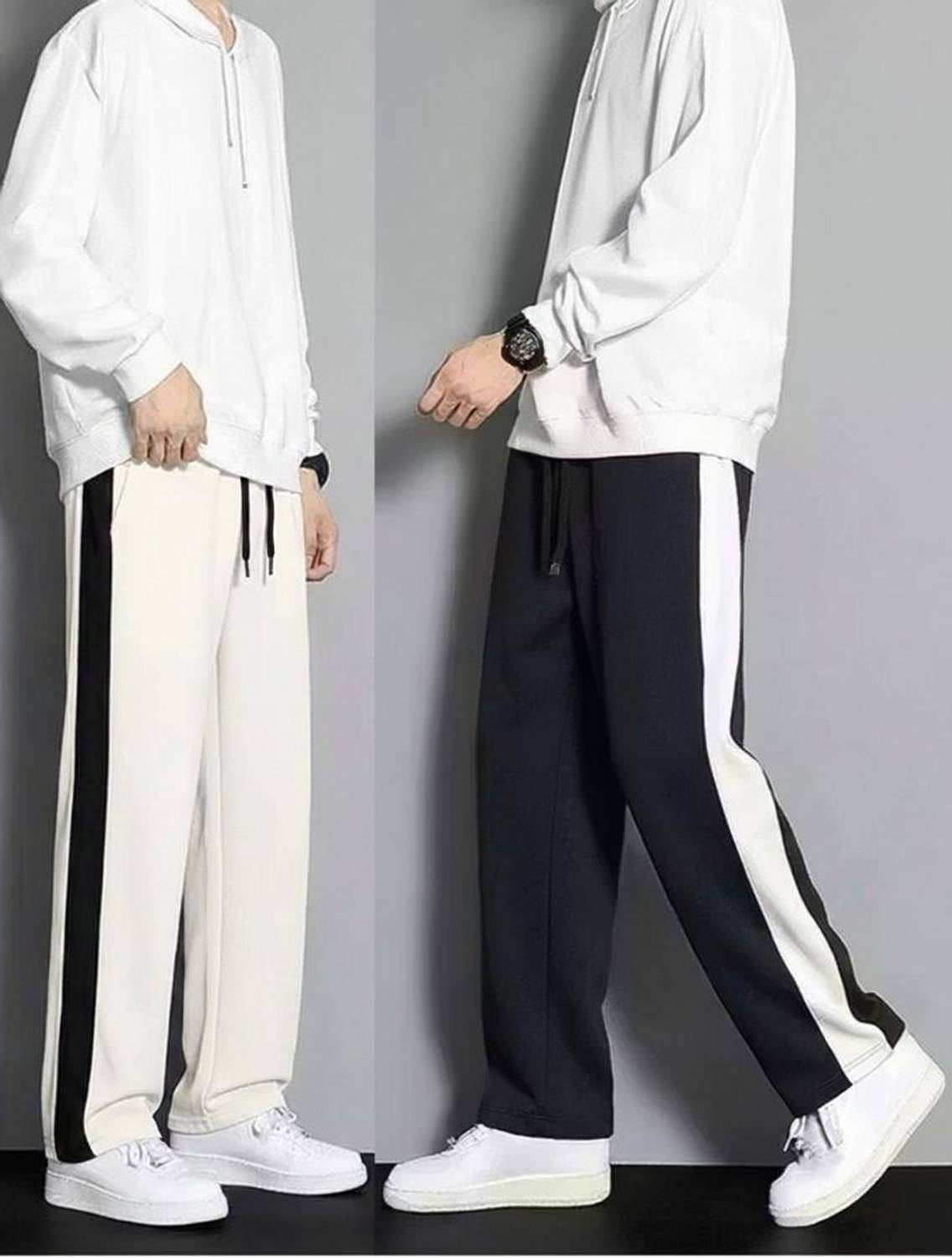 STITCHCOUNTER Men's White, Black Track Pants Pack of 2 - Image 1