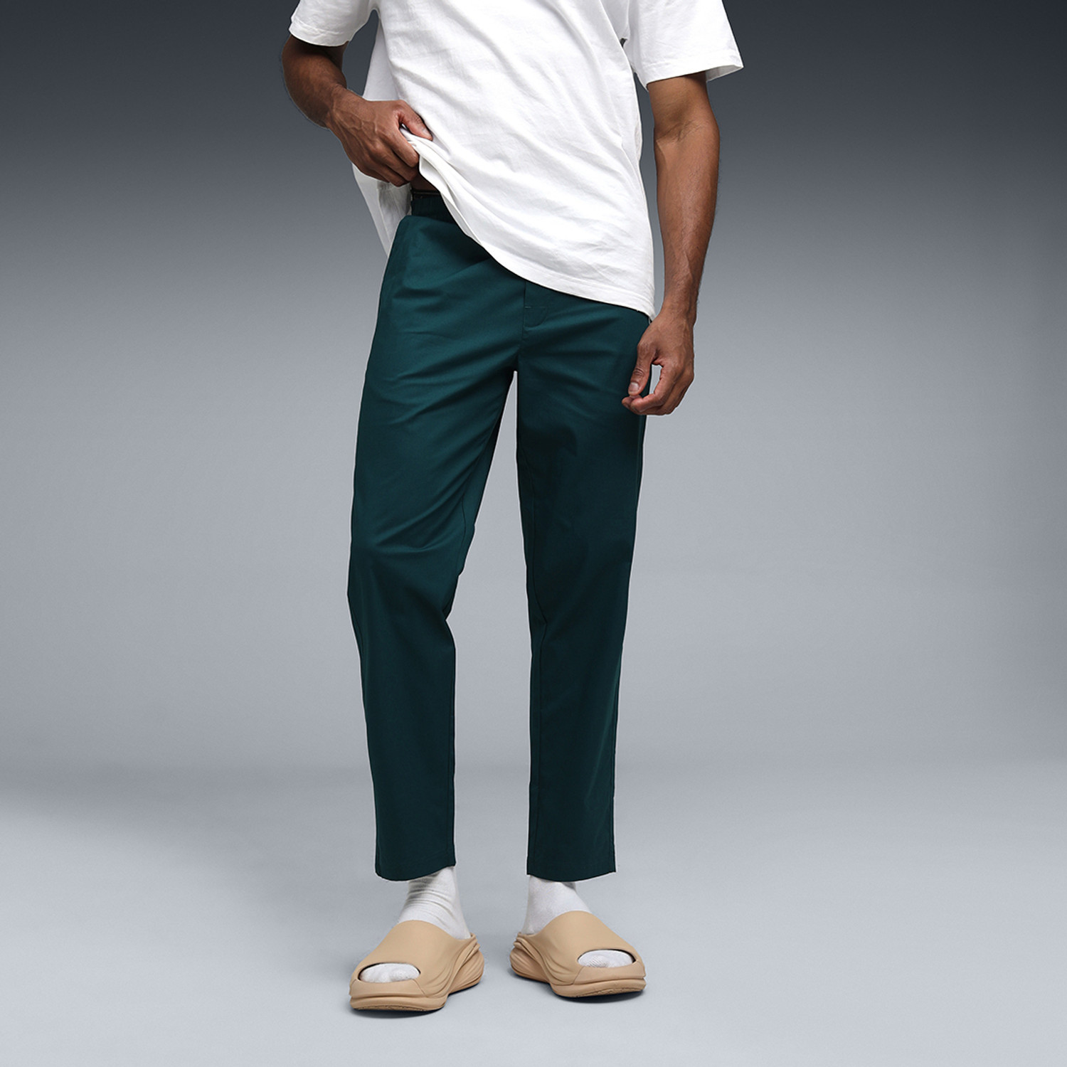 Image of PUMA Solid Men Green Track Pants