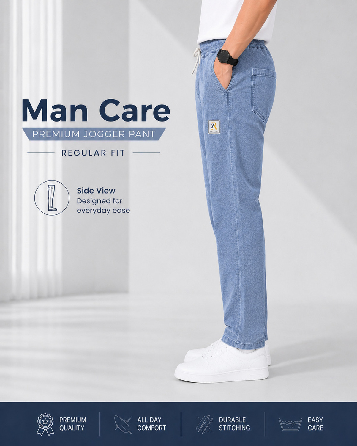 Image of BaalgovindEnt Solid Men Light Blue Track Pants