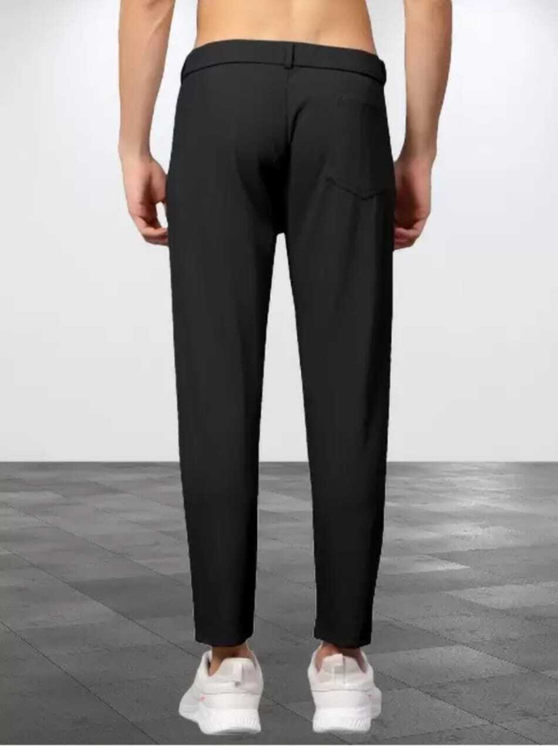 Image of Apmtraders Pack of 2 Men Slim Fit Black, Grey Lycra Blend Trousers