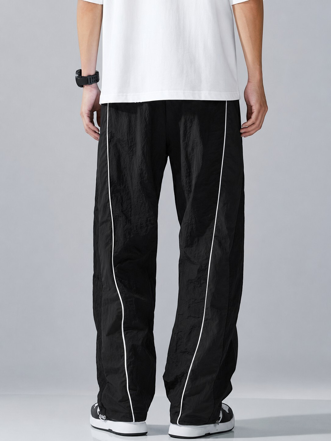Image of loomzy Striped Men Black Track Pants