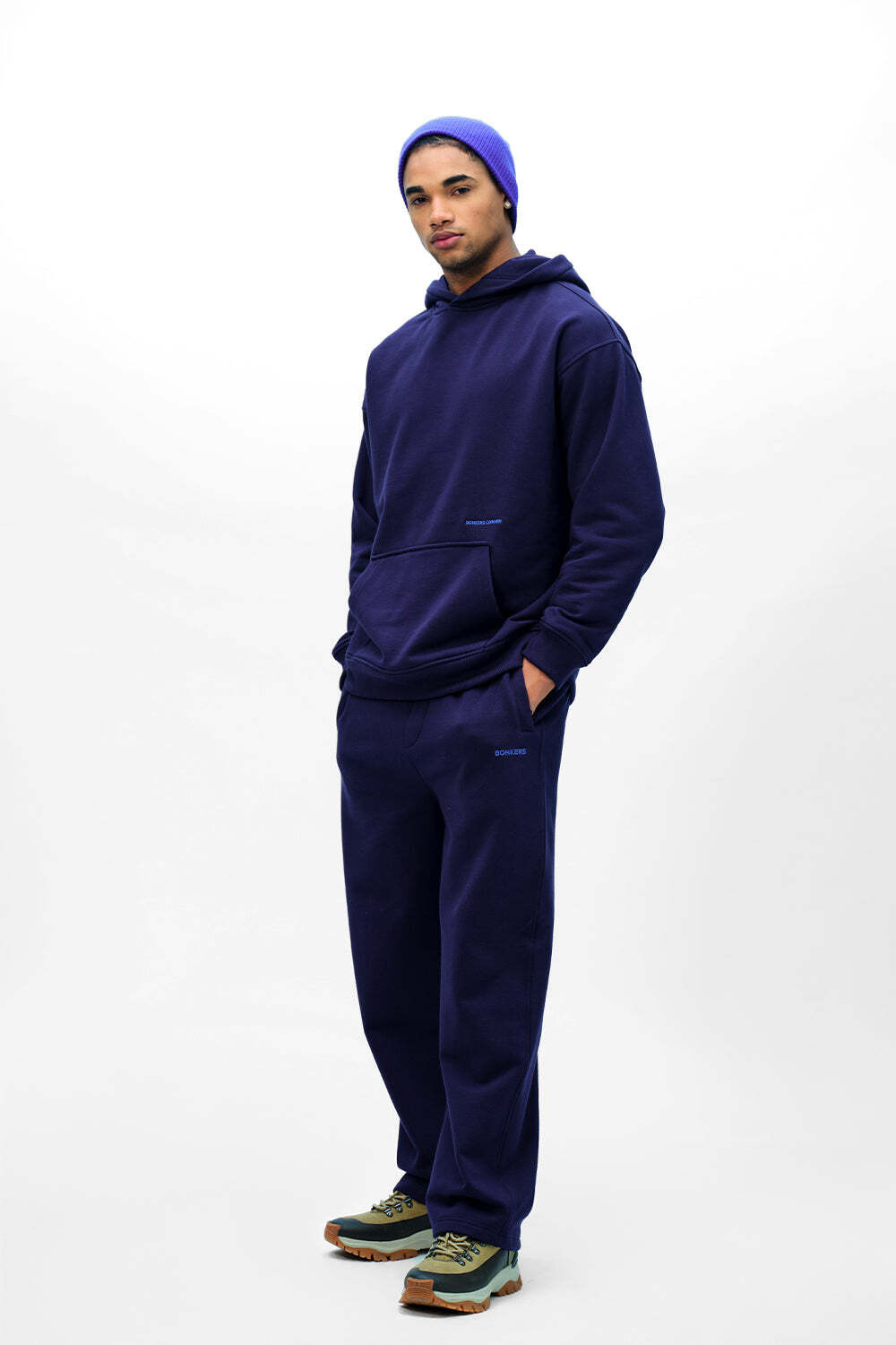 Image of Bonkers Corner Solid Men Blue Track Pants () Solid Men Blue Track Pants