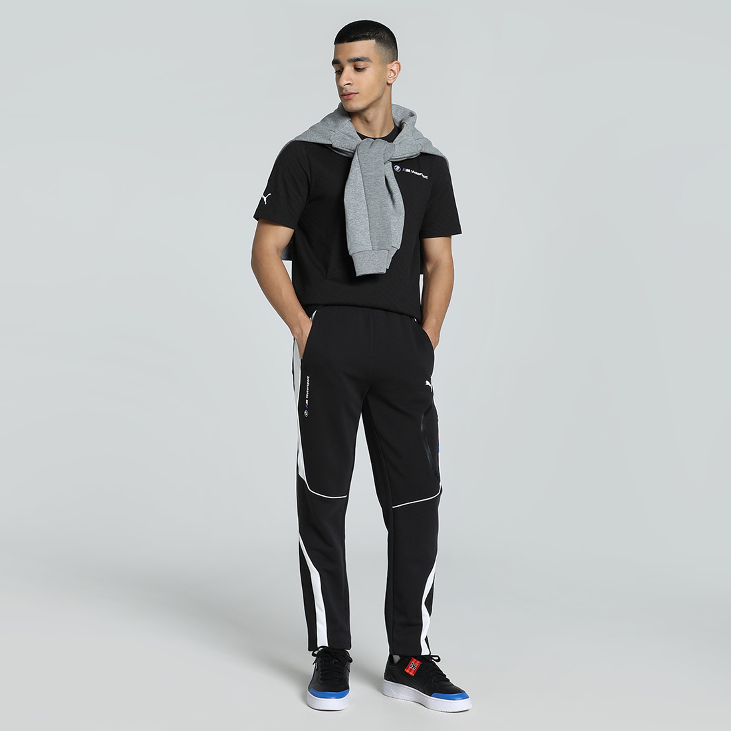Image of PUMA Colorblock Men Black Track Pants
