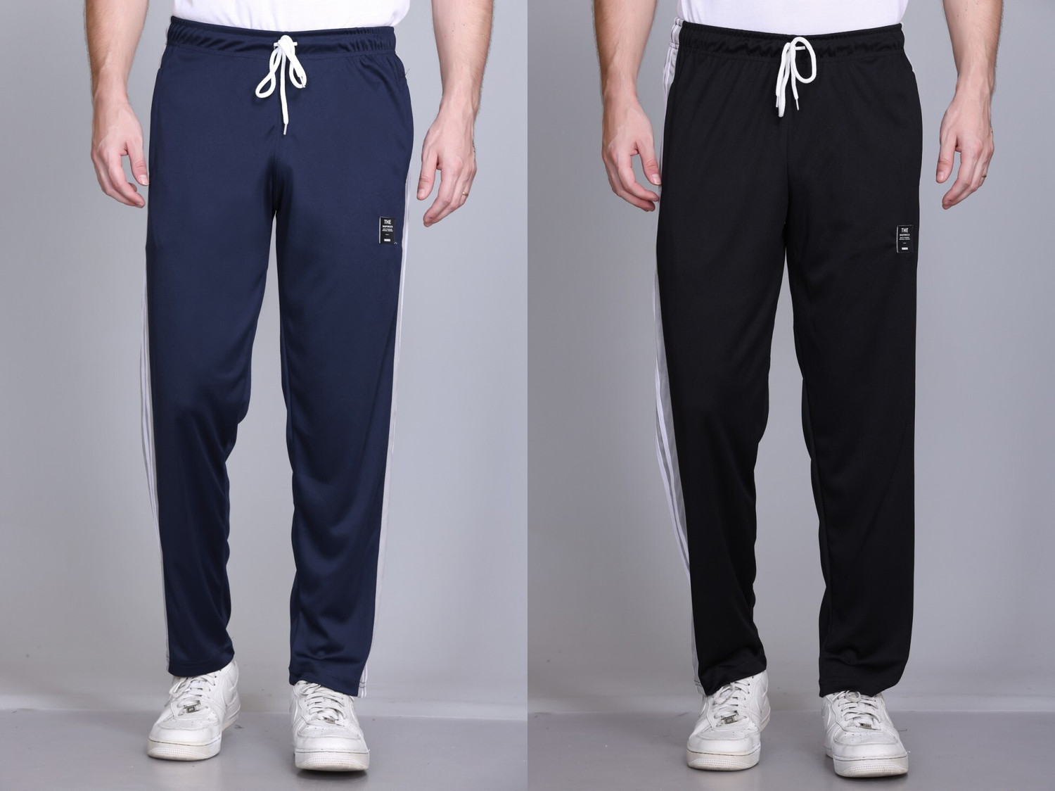 Image of HVBK Solid Men Black, Blue Track Pants