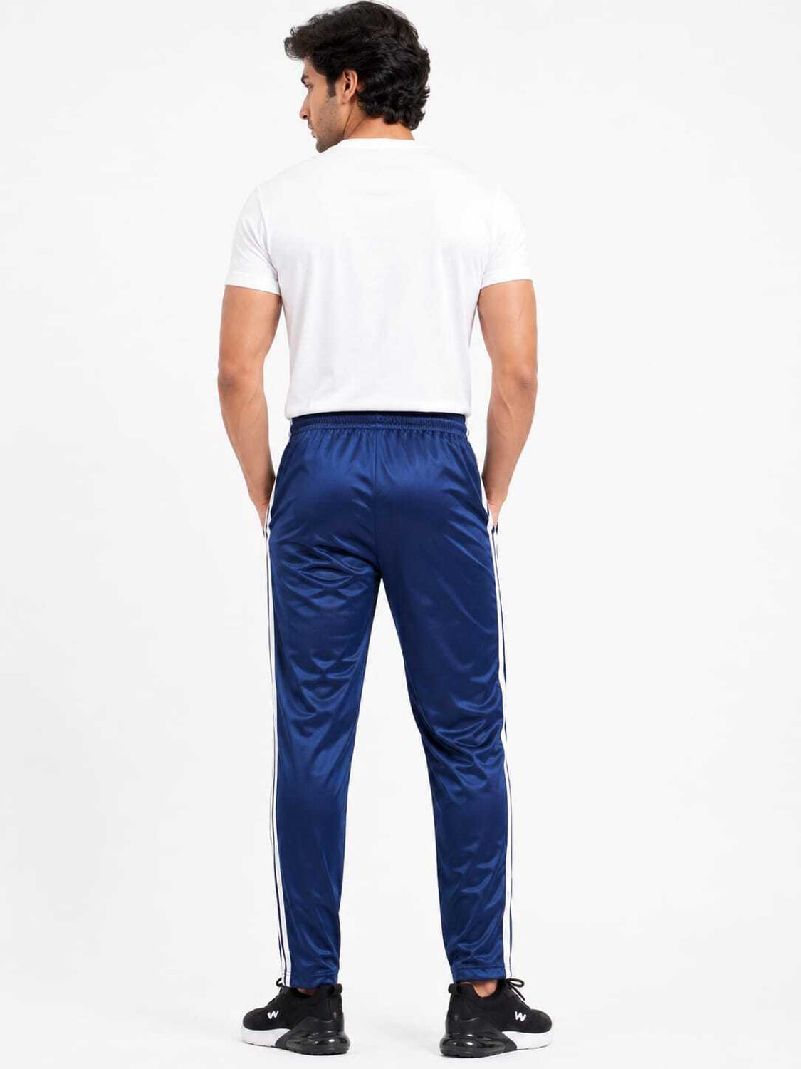 Image of dk sport wear Men Striped Blue Track Pants