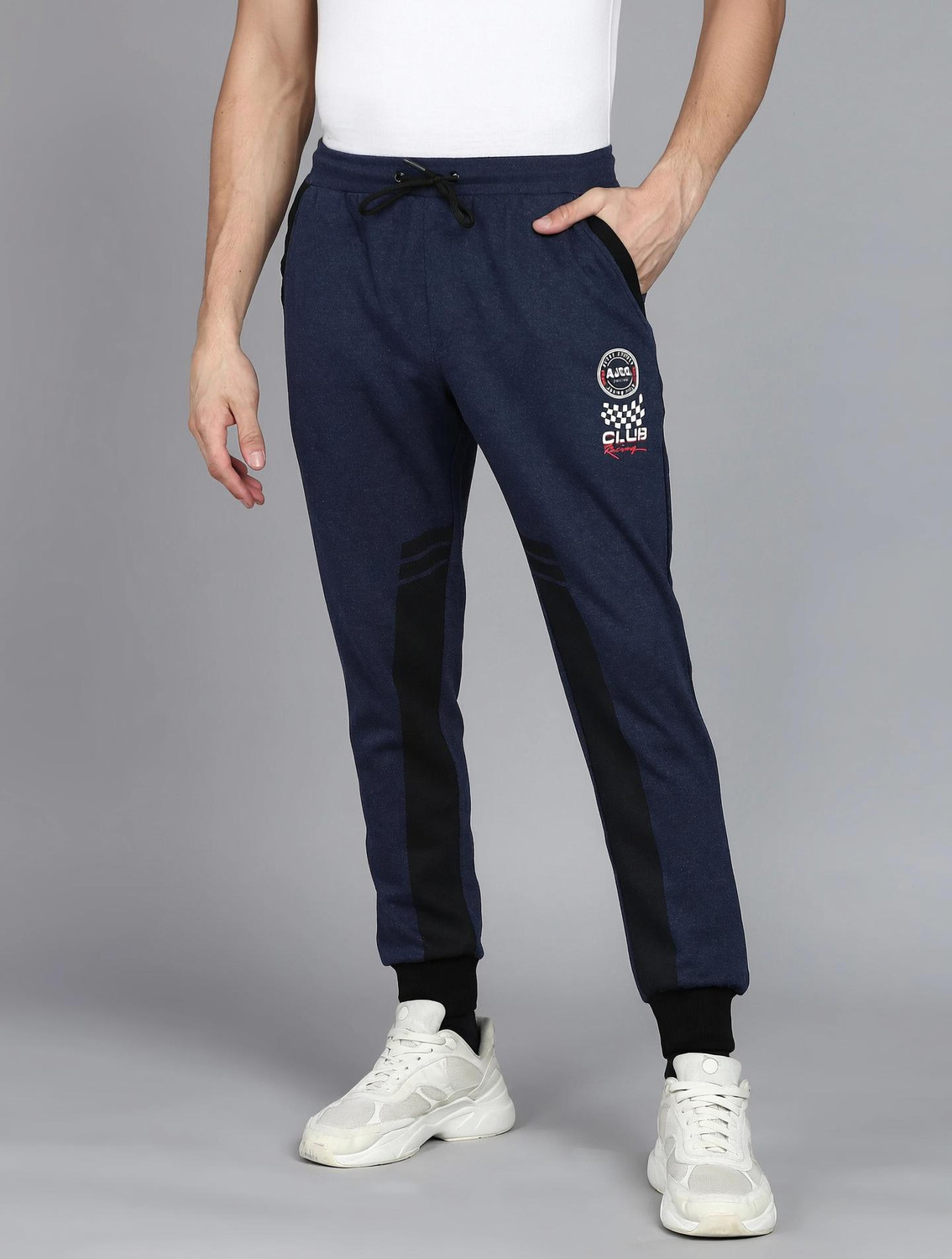 Alan Jones Printed Men Dark Blue Track Pants