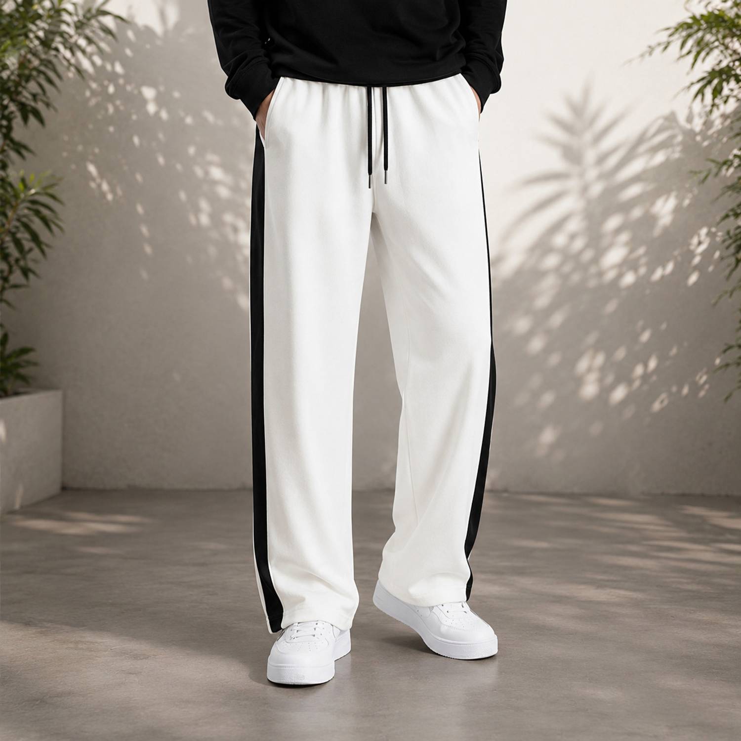 Kabuda Colorblock Men Black, White Track Pants Pack of 2 - Image 2