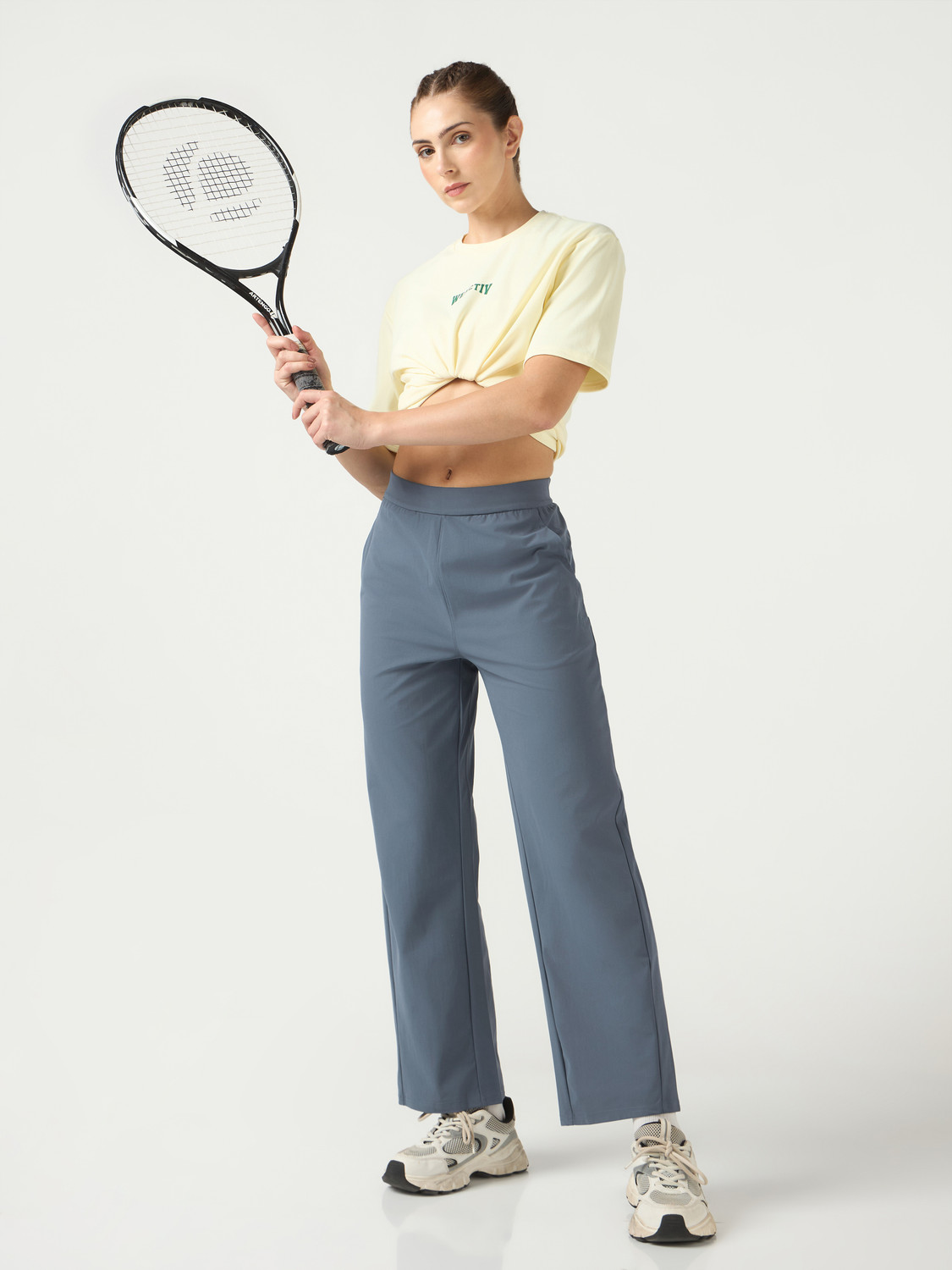 Image of TECHNOSPORT Solid Women Blue Track Pants