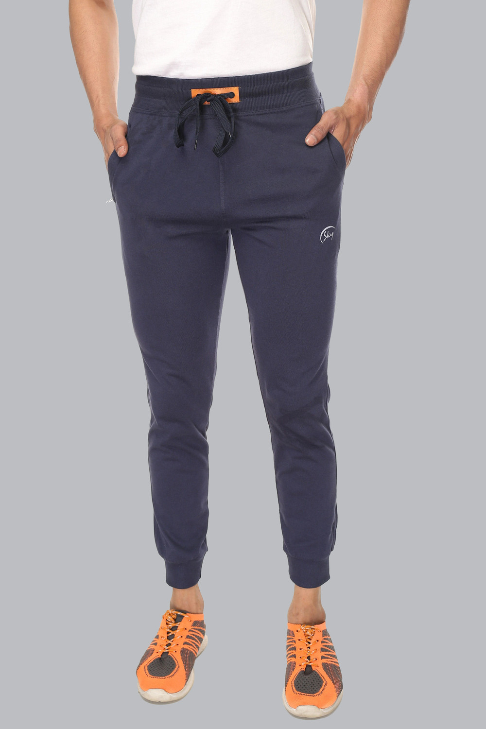 Image of SKYKNIT Solid Men Dark Blue Track Pants