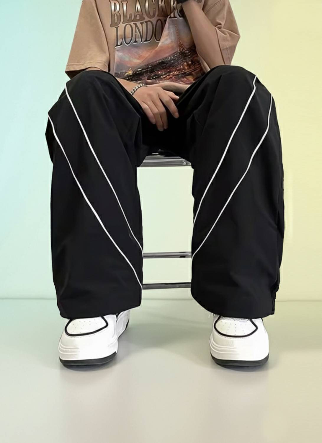 CULISH Striped Black Track Pants - Image 4