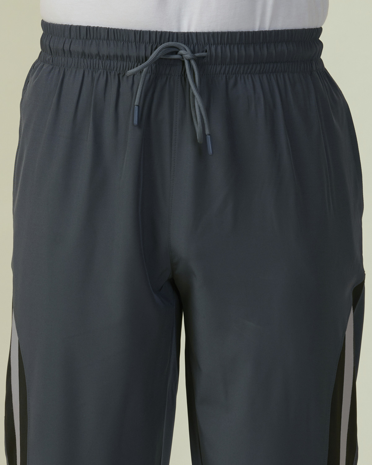 Image of HRX by Hrithik Roshan Striped Men Grey Track Pants