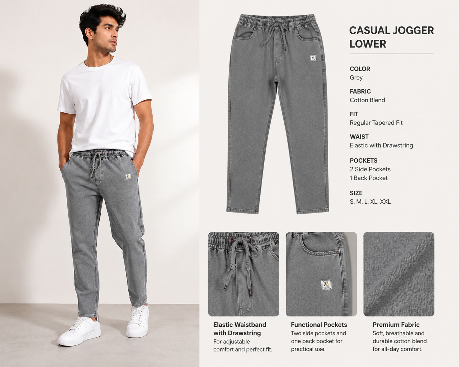 Image of BaalgovindEnt Solid Men Grey Track Pants