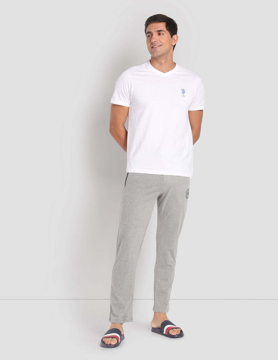 Image of U.S. POLO ASSN. Solid Men Grey Track Pants