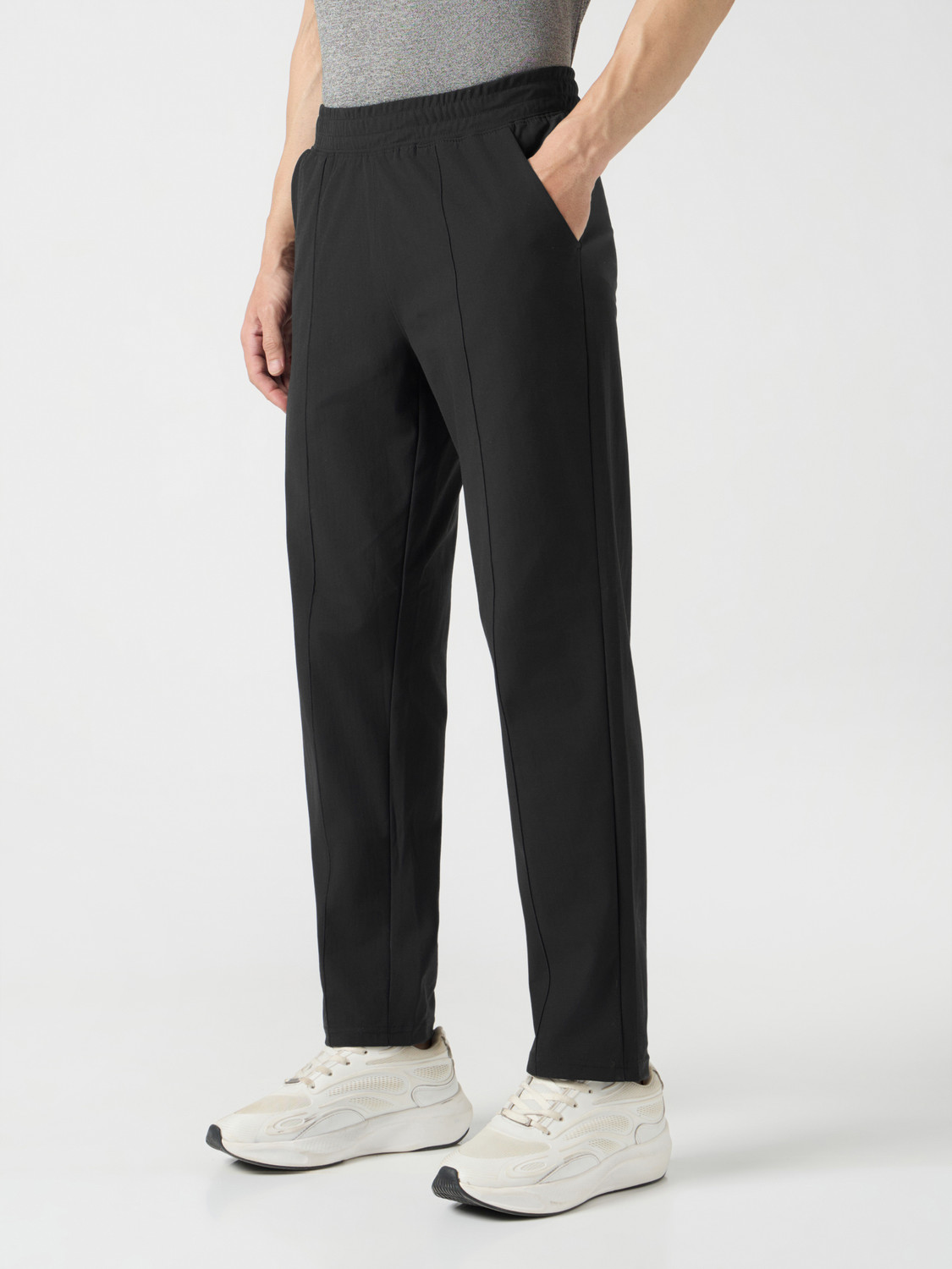 Image of TECHNOSPORT Solid Men Black Track Pants