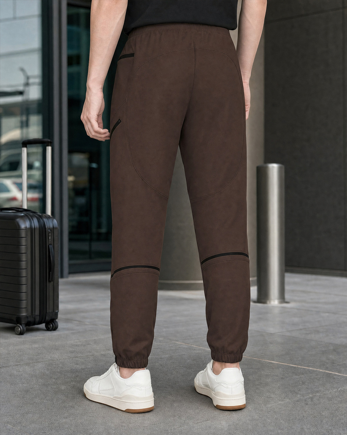 Image of NOBERO Men Solid Brown Track Pants